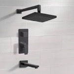 Remer TSF61 Matte Black Tub and Shower Faucet Set